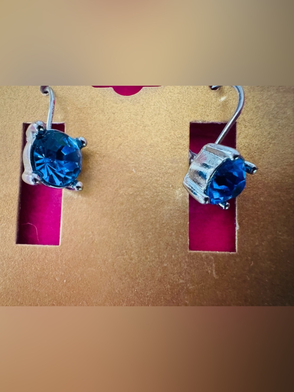 Monet Silver-Tone Blue Crystal Hook Earrings - Picture 4 of 4